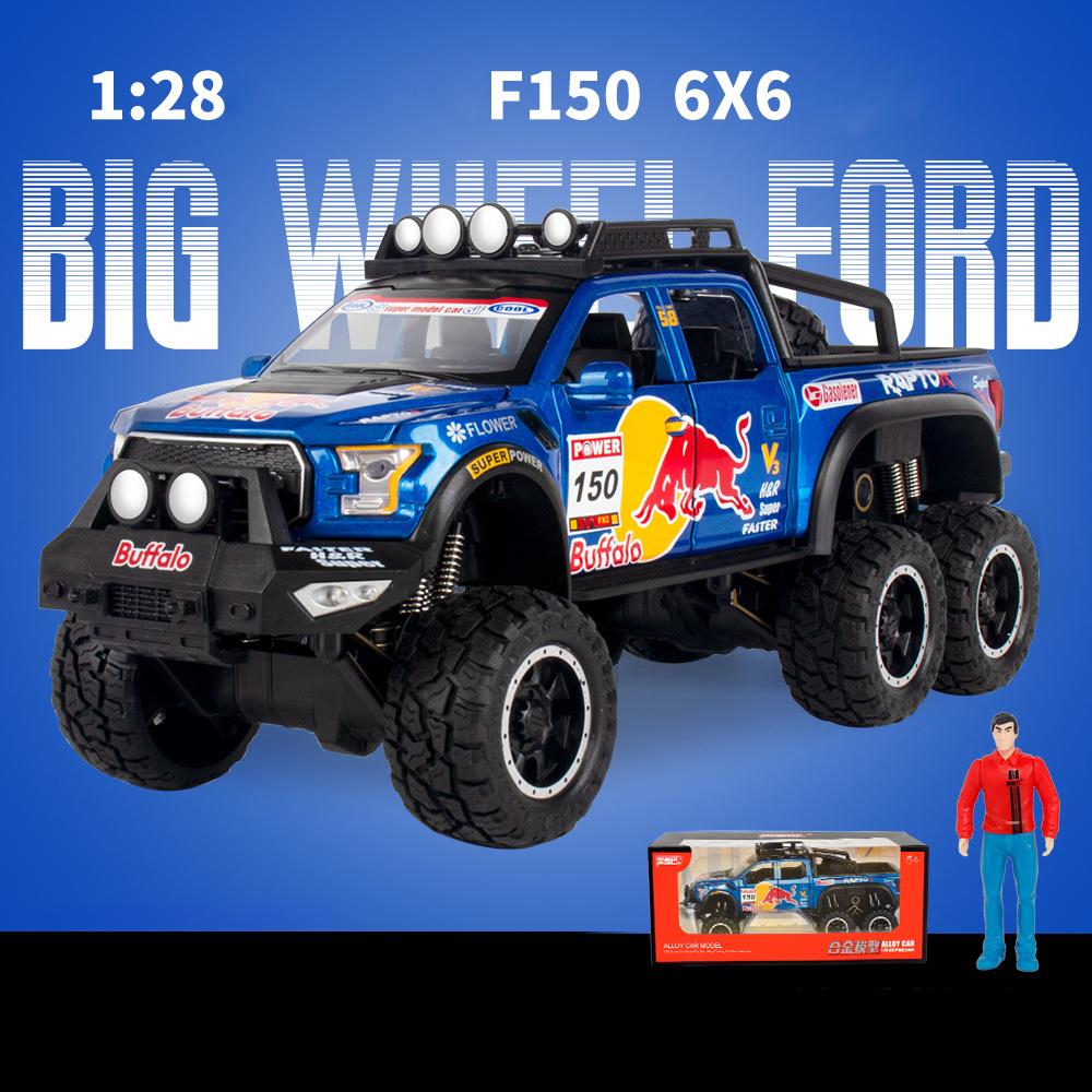 Масштаб 1/28 Ford Raptor F150, литая под давлением модель автомобиля, игрушечный автомобиль с откатным механизмом, звуком и светом для детей, коллекция подарков для мальчиков и девочек