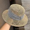 French British retro hollow natural straw hat women's short brim flat top top top top hat summer casual sunshade sun protection hat