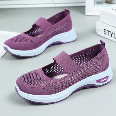 Старые пекинские тканевые туфли, женские новые летние полые дышащие сетчатые туфли с одной педалью, ленивые туфли с мягкой подошвой, удобные повседневные туфли