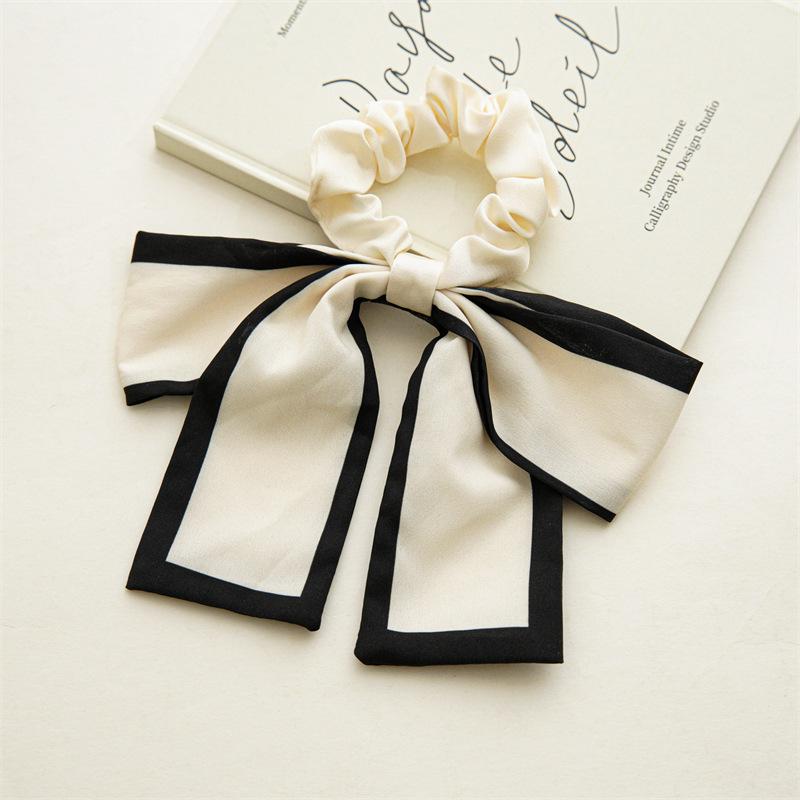 Fashionable Large Bow Ribbon Hair Rope Women French Scrunchies for Daily Ponytail