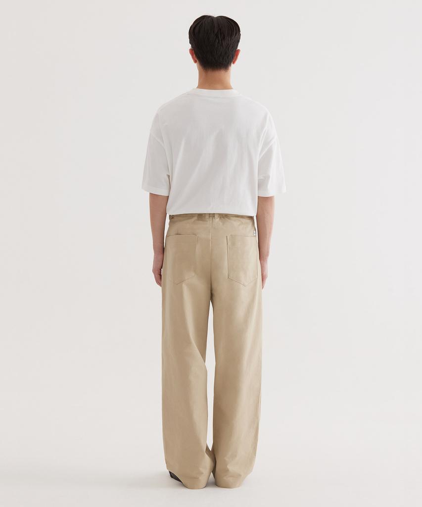 COVERNAT Semi-Wide Cotton Belted Pants Beige