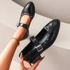 One-band Block Heel Single Shoes Autumn New Pointed Toe Shallow Rivet Soft Sole Non-slip Wear-resistant Kitten Heel Shoes