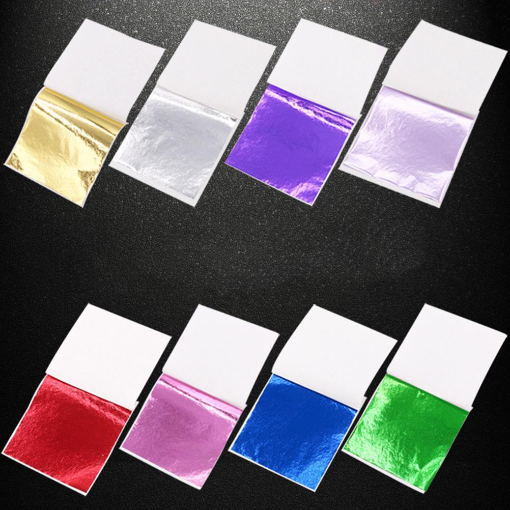 50pcs 8X8.5Cm Gold Sheets Imitation Gold Leaf Shiny Craft Decoration For Wood Ceramic Glass Metal Fabric Diy Projects Art Foil