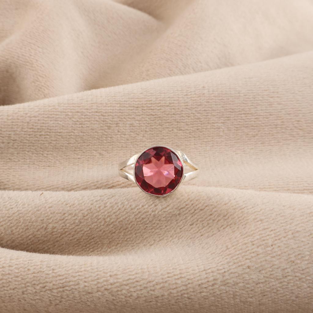 Кольцо из серебра 925 пробы с розовым турмалином, кольцо ручной работы из серебра 925 пробы, подарок с камнем октября, кольцо с турмалином ручной работы RR-83-11