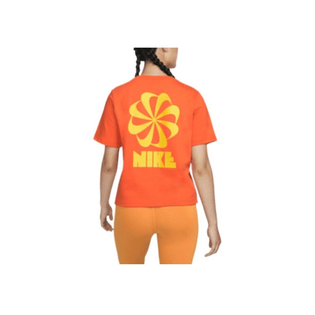Nike X Atmos Pink Collaboration  Nsw Circa Series Letter Pattern Printed Crew Neck Short Sleeve T-Shirt Women Tops Orange DV1380-817