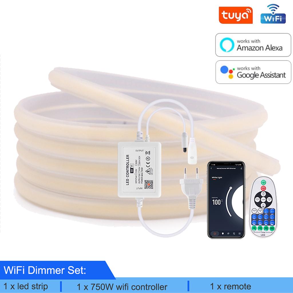 Диммируемая светодиодная лента COB 220В 288 светодиодов/м Умная Tuya WiFi Светодиодная лента Bluetooth COB светодиодные светильники Водонепроницаемое линейное освещение Декор