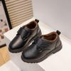 2024 New Versatile Soft Black Uniform School Shoes for Boys Hook & Loop Kids Fashion Spring Children Leather Shoes Drop Shipping
