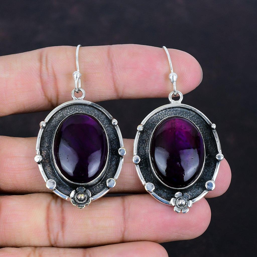 Purple Fire Labradorite Earring Gemstone Earrings 925 Sterling Silver Earrings Handmade Jewelry Unique Earring Gift For Her Oxidized Jewelry