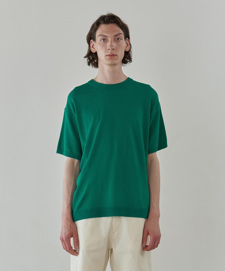 KNITTED Cool Summer Essential Round Short Sleeve Knit Tee Green