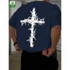 Летняя мужская удобная повседневная футболка с креативным принтом в виде крестов, из 100% хлопка, с коротким рукавом и круглым вырезом, больших размеров