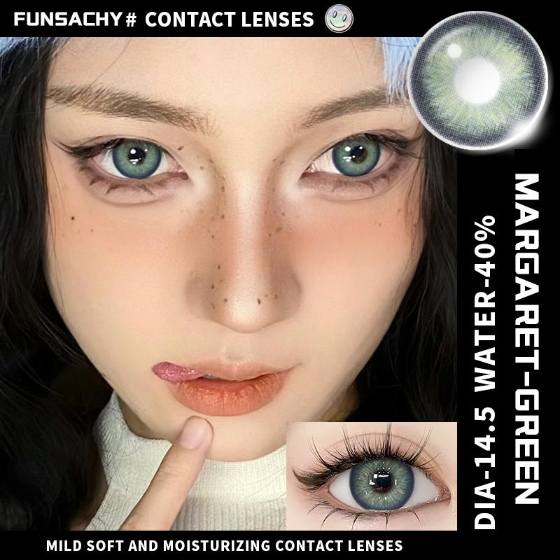 FUNSACHY 1 Pair Blue Contact Lenses for Eyes Natural Colored Contact Blue Eyes Lenses Korean Contacts Lenses Yearly Green Pupil