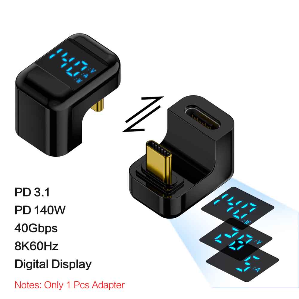 90-градусный USB-адаптер C, прямоугольный U-образный адаптер типа C, передача данных 40 Гбит/с, PD 140 Вт, USB4.0, 8K, 60 Гц, видео для Thunderbolt 3/4