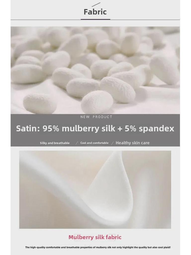 Women's Early Spring Mulberry Silk Satin Blouse with Bow - Long Sleeve