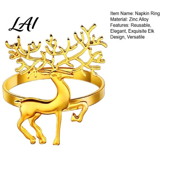 Metal Napkin Holders for Table Christmas Deer Ring Alloy Elk Holder Holiday Elegant Settings New Year Ring Winter Party Festive Dining Decoration