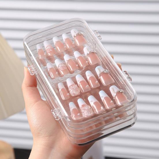Yousheng Прозрачный бокс для хранения накладных ногтей, складной бокс для хранения нейл-арта, пластиковый дисплейный кейс большой вместимости для накладных ногтей и типсов