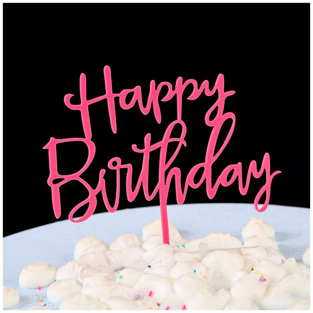 Новый 1 шт. розового золота, серебра, розового цвета, акриловая буква «С днем рождения» для украшения торта на первый день рождения