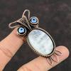 Подвеска Rainbow Moonstone, подвеска из драгоценного камня и меди, подвеска в виде совы, ювелирное изделие из черной проволоки от сглаза, ручная работа, ювелирное изделие из медной проволоки