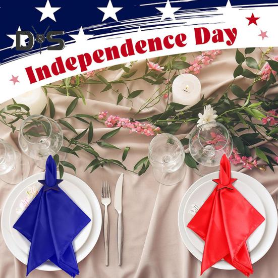 12 шт. Патриотические кольца для салфеток Красно-бело-синие деревянные кольца для салфеток в виде звезд Многоразовый держатель для ткани для коктейлей на 4 июля День памяти для свадебной вечеринки