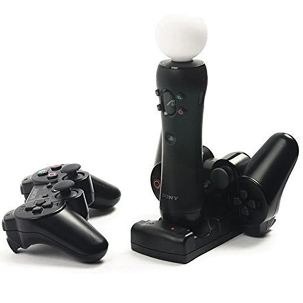 Зарядная станция для контроллера PS3, зарядная станция 2 в 1 со светодиодным индикатором, совместимая с оригинальным контроллером PS3/MOVE,