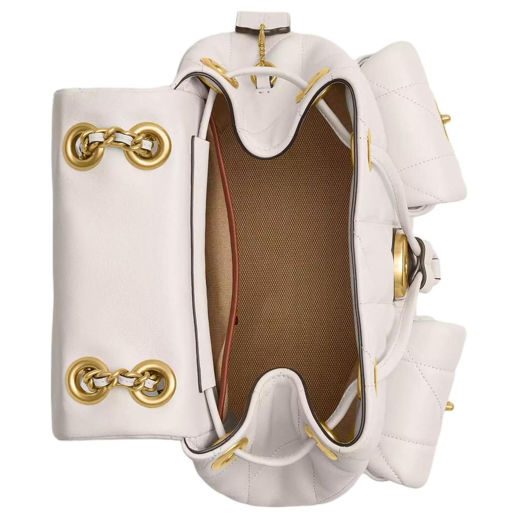COACH Tabby Quilting Sheepskin Backpack Small Womens Chalk White