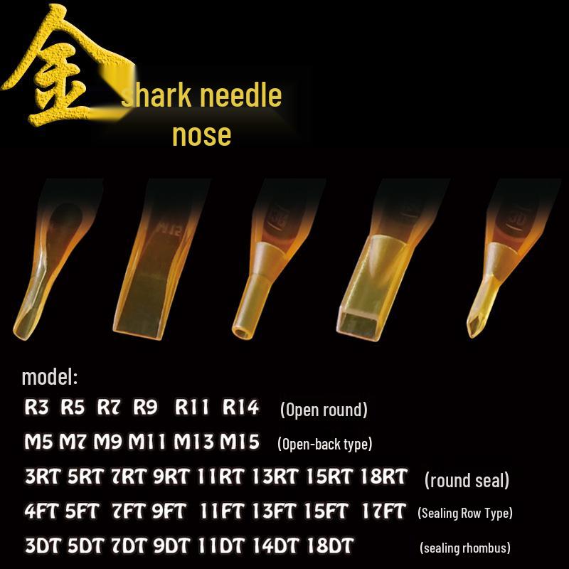 Прозрачные тату-наконечники Leiming Golden Shark – Одноразовые тату-принадлежности