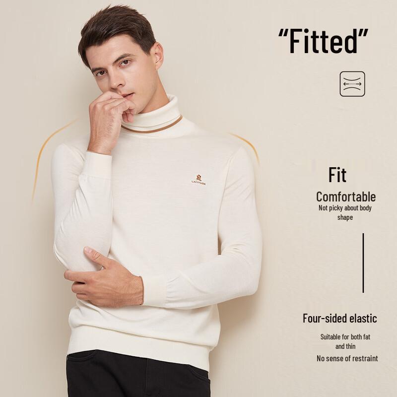 MONTAGUT Men's Pure Merino Wool Turtleneck Sweater