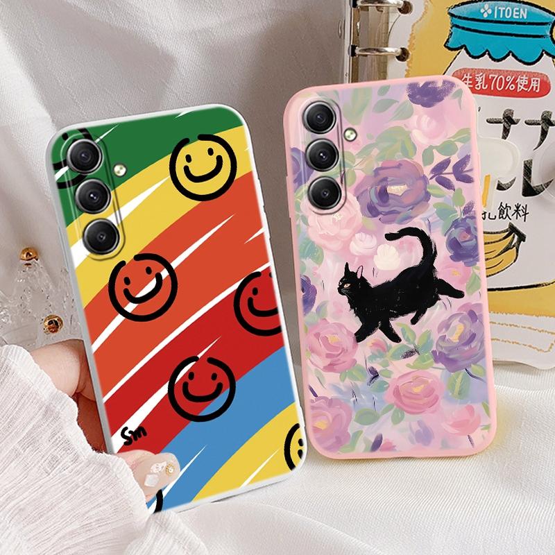 Чехол Graffiti Cat для iPhone Samsung A55 S24 FE S25 Xiaomi Redmi Note 13 Pro 14C Huawei Honor Realme, противоударный бампер для телефона, матовый чехол с защитой от царапин