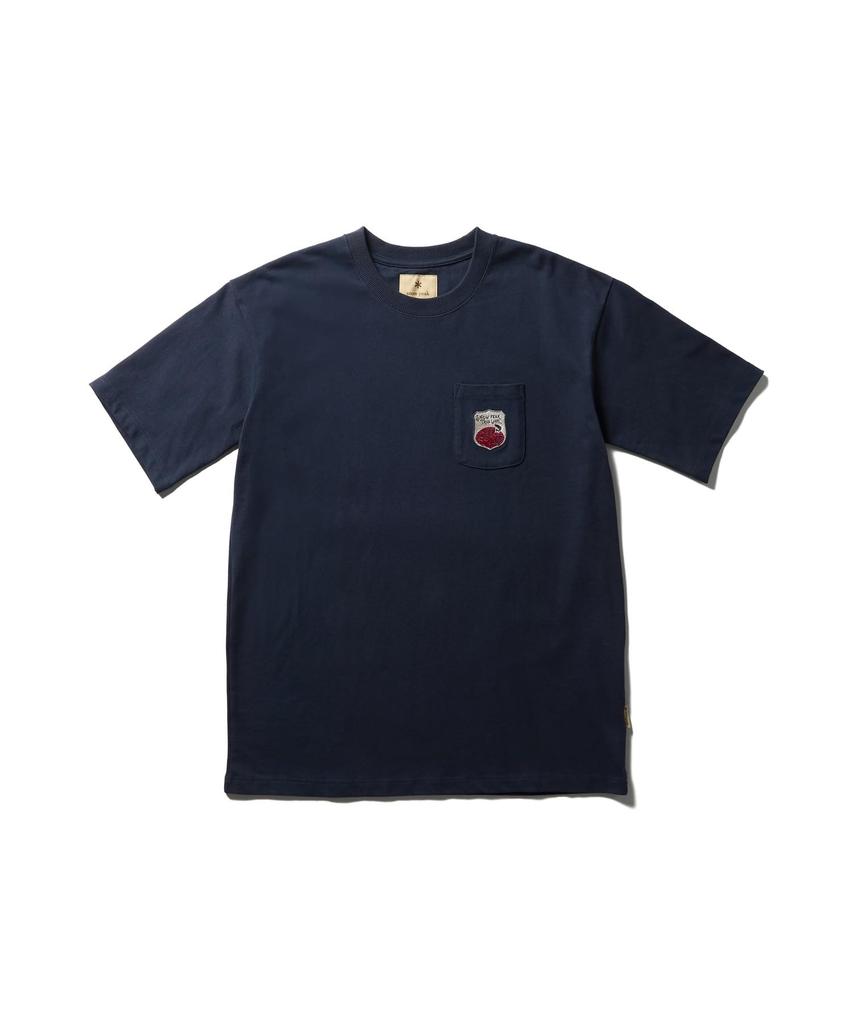 Snow Peak Trad Label Pocket Heavy T-Shirt SPTL-TS-26SU906, Indigo, Size M. Unisex heavyweight short-sleeve tee with a chest pocket.