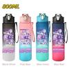 800ML KPop Demon Hunters Gradient Cartoon Pattern Big Capacity Straw Water Cup Outdoor Portable Sports Drink Bottles Travel Mug