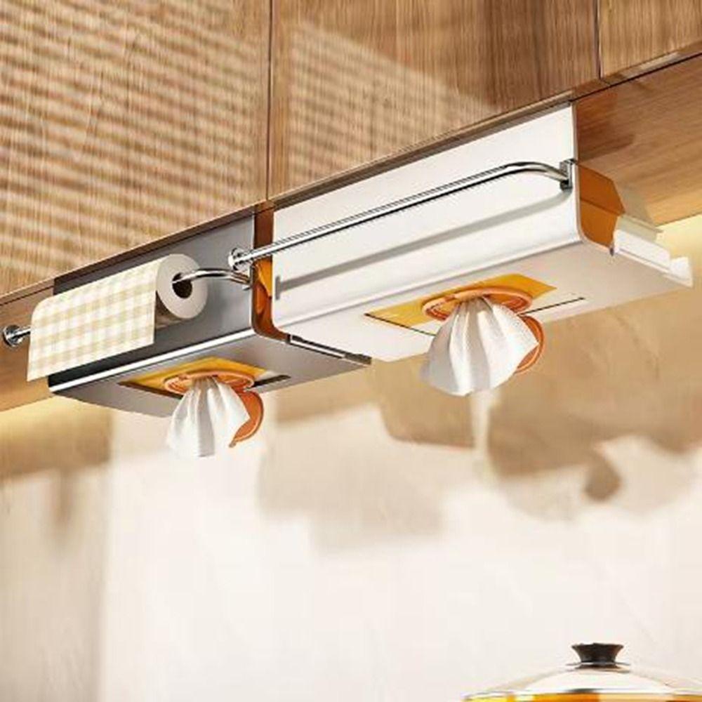 Carbon Steel Under Cabinet Paper Towel Holder Wall Mounted Roll Paper Holder  Bathroom