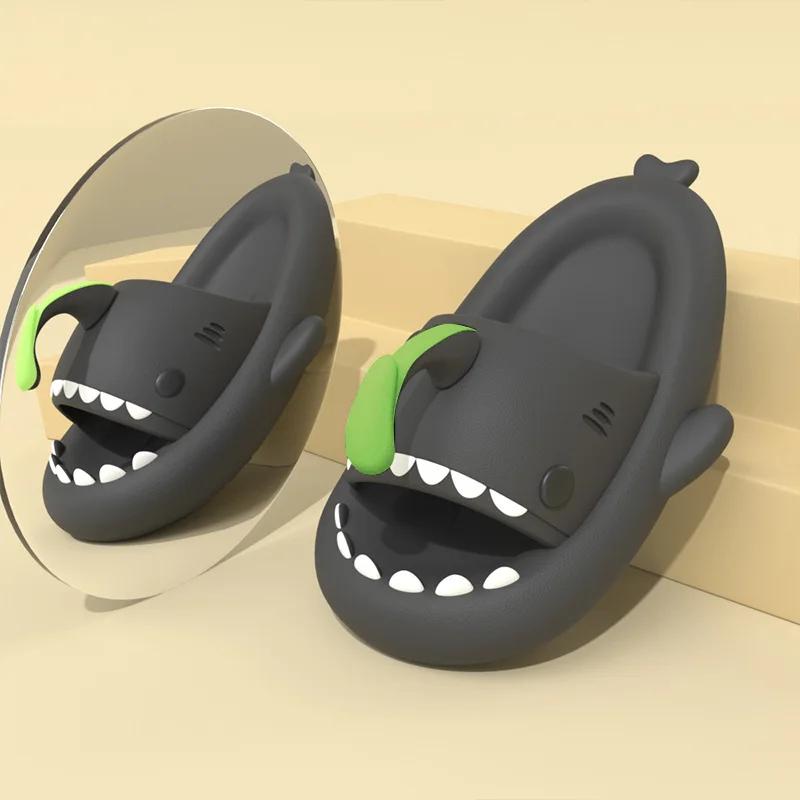Fashion Women Lantern Fish Slides Thick Sole Shark Slippers 2025 Summer New Couple's Indoor Outdoor Man's Anti Skid Home Funny Slides