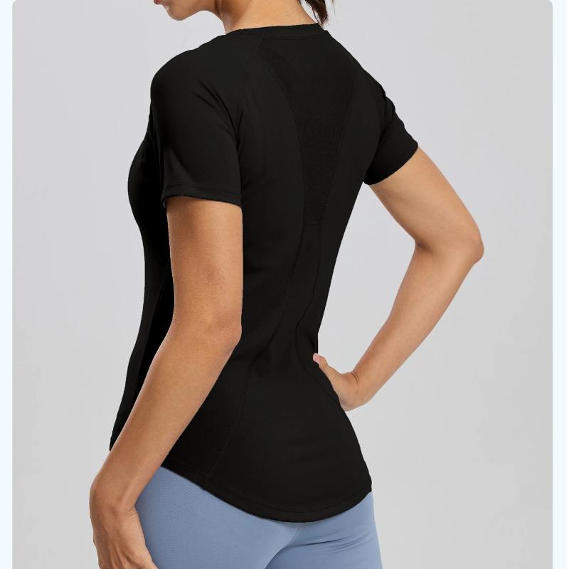 Summer New Style Mesh Yoga Short Sleeved Women Shaping Quick Drying Breathable Sports Fitness Tops Female