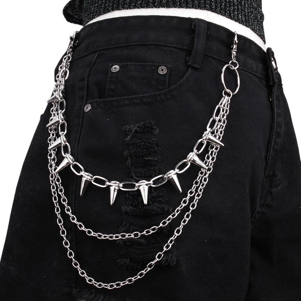 Double-layer Metal Waist Chain Studded Punk Belt Chain Personality Rivet Studded Pants Chain Steet