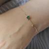 S925 Sterling Silver Plated 14K Gold Emerald Zircon Thin Bracelet Simple Women's Square Sugar Ins Light Luxury All-Match Special-Interest Design