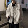 Мужская белая джинсовая куртка в гонконгском стиле, свободный крой, универсальная модель для весны и осени, модная повседневная рабочая одежда в корейском стиле.