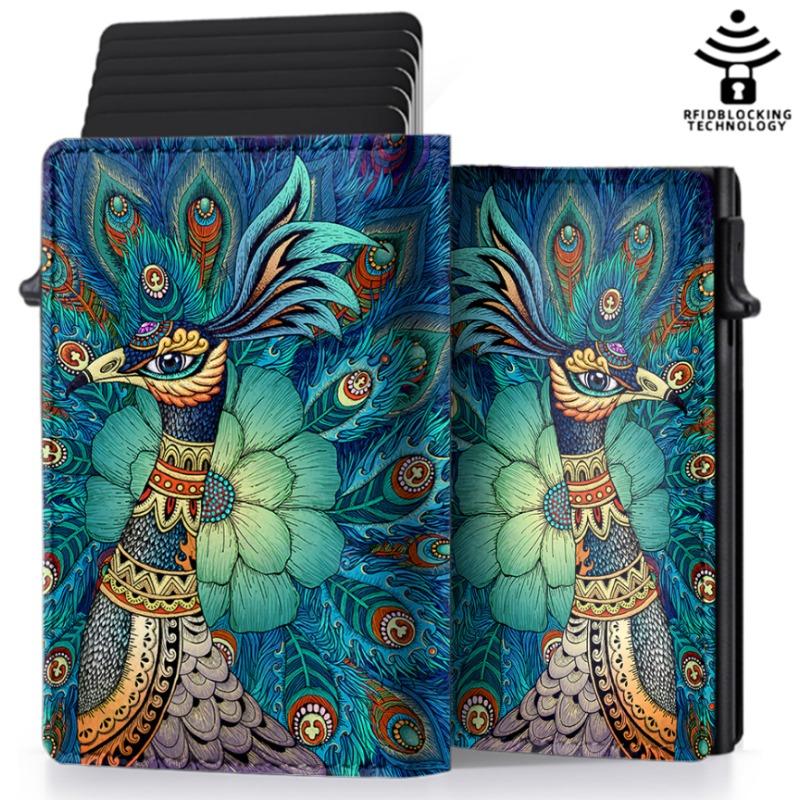 Держатель для кредитных карт с автоматическим выдвижным защитным чехлом для карт, премиальный держатель для карт, тонкий кошелек с отделением для бумажных денег