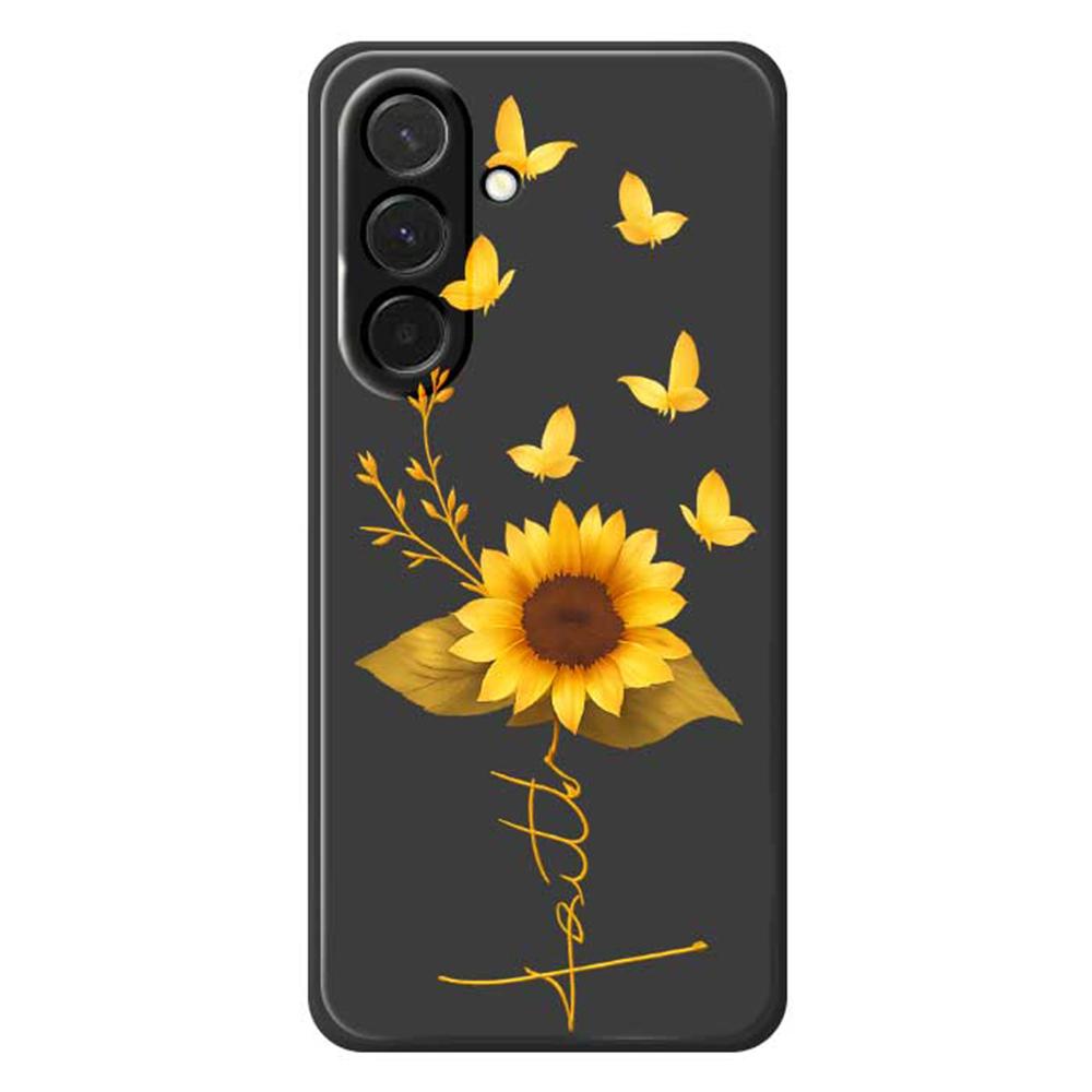 For Samsung Galaxy A36 5G Case Golden Butterfly Sunflower Pattern Printing Straight Edge TPU Phone Back Cover