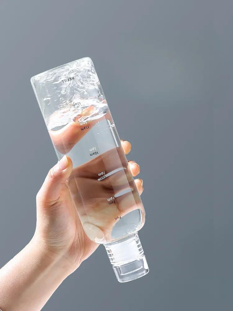 Japanese Style Time Scale Glass Cup High Value Coffee Drink Juice Cup Portable Large Capacity Transparent Water Cups