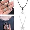 Stylish Black Cord Necklace Five-Pointed Star Pendant Neckchains Adjustable Collarbone Chain Ornament for Daily Wear