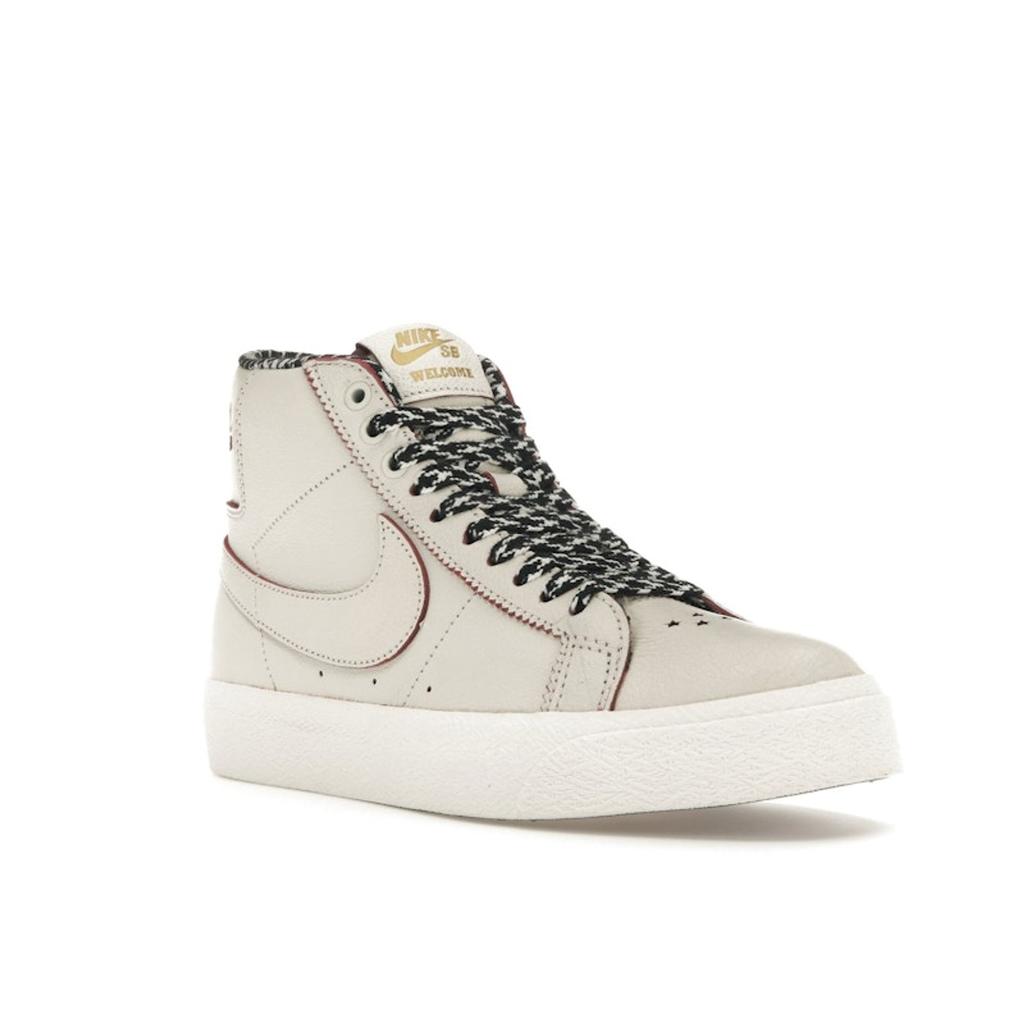 Welcome Skateboarding X Nike Zoom Blazer Mid SB Casa Welcome Madrid Men Sneakers Cream Sail Dark-Beetroot FQ0795-100