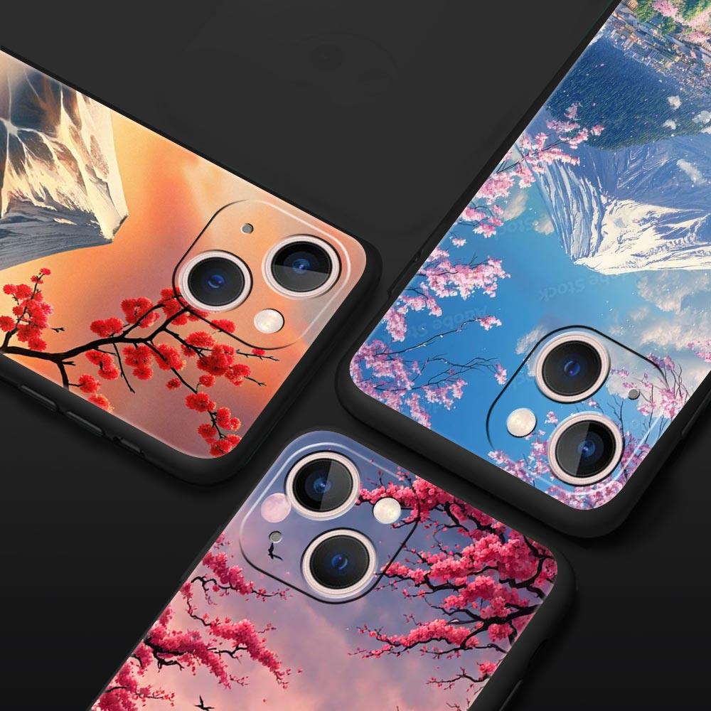 Япония Гора Фудзи Картина Цветение сакуры Чехол для телефона Для iPhone 17 16 15 Pro Max 11 12 13 14 7 8 Plus SE 2020 X XR XS Чехол Мягкий