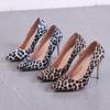 Women's Fashion Slim Heel Single Shoes Autumn New Pointy Shallow Mouth Leopard Print High Heel Low Top Shoes