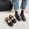 Туфли Мэри Джейн с мелким вырезом женские 025 весна новая толстая подошва круглый носок студенческий стиль слово с одинарными туфлями ретро маленькие кожаные туфли