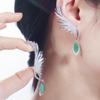 CMM Luxury Full Cubic Zirconia Pave Popular Big Long Drop Feather Wing Ear Cuff Earrings for Women