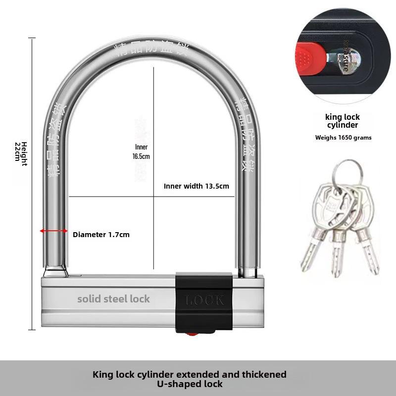 U-Shaped Anti-Theft Waterproof Lock for Bicycles, Electric Vehicles, and Motorcycles