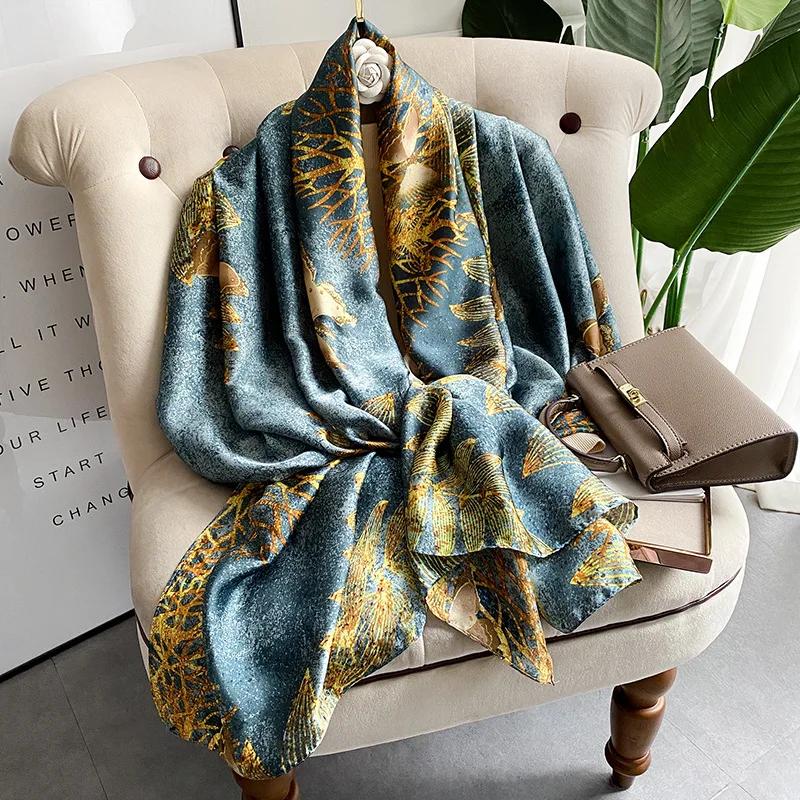 180*90cm Luxury Brand Ladies Spring Summer Long Silk Scarf Shawl Digital Painted Shawl Gogh Oil Painting Lady Foulard Bandanna