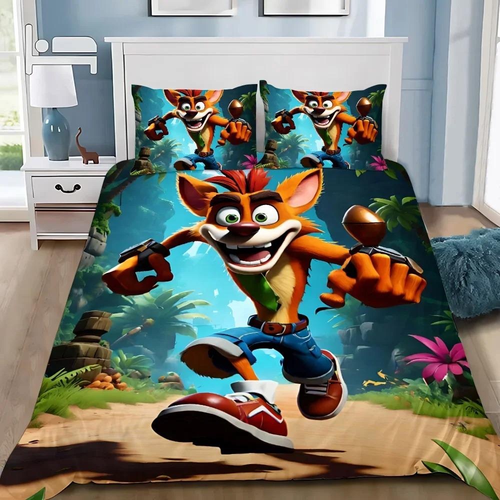 Мультяшный пододеяльник наволочка комплект постельного белья Crashs Bandicoots взрослый мальчик девочка украшение спальни детский односпальный двуспальный большой размер