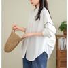 Autumn Vintage Plus Size Women Blouse Coat Jackets Solid Basic Long Sleeve Loose Button Outerwear