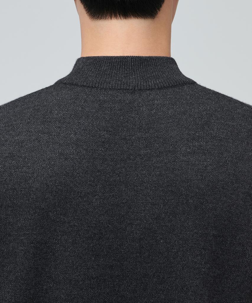 MUSINSA STANDARD Minimal Mock Neck Knit [Charcoal Gray]