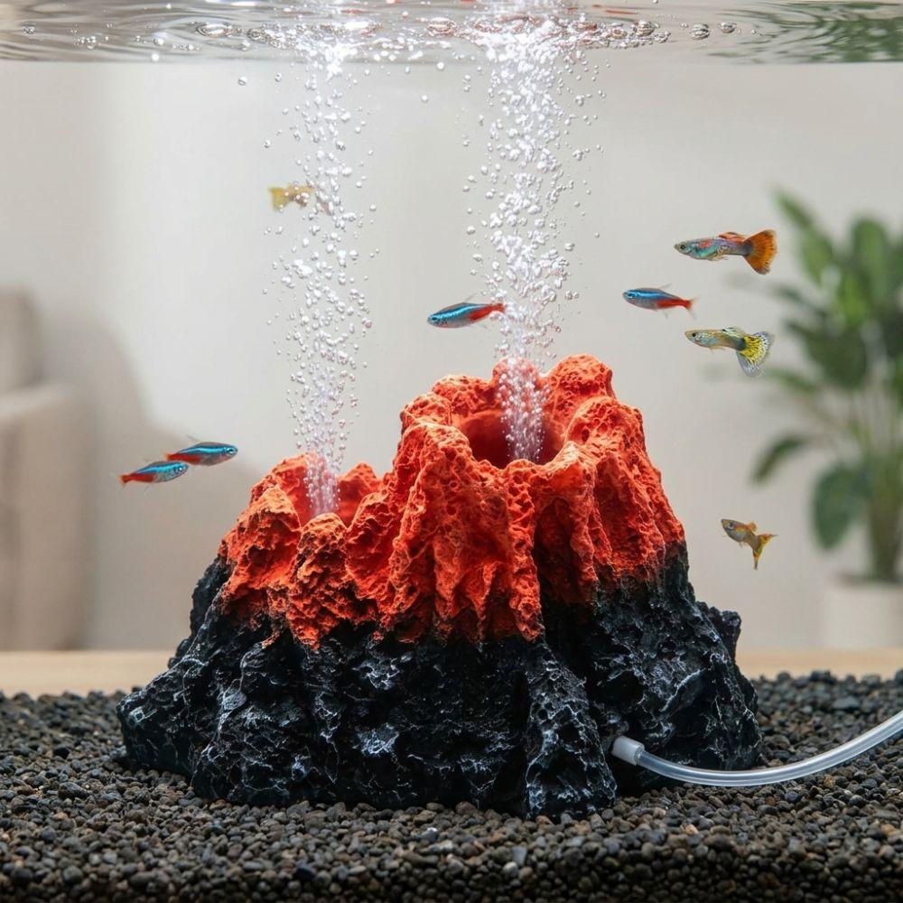 Natural Style Volcano Oxygen Pump Decor Simulated Fish Tank Air Pump Volcano Home Desktop Crafts